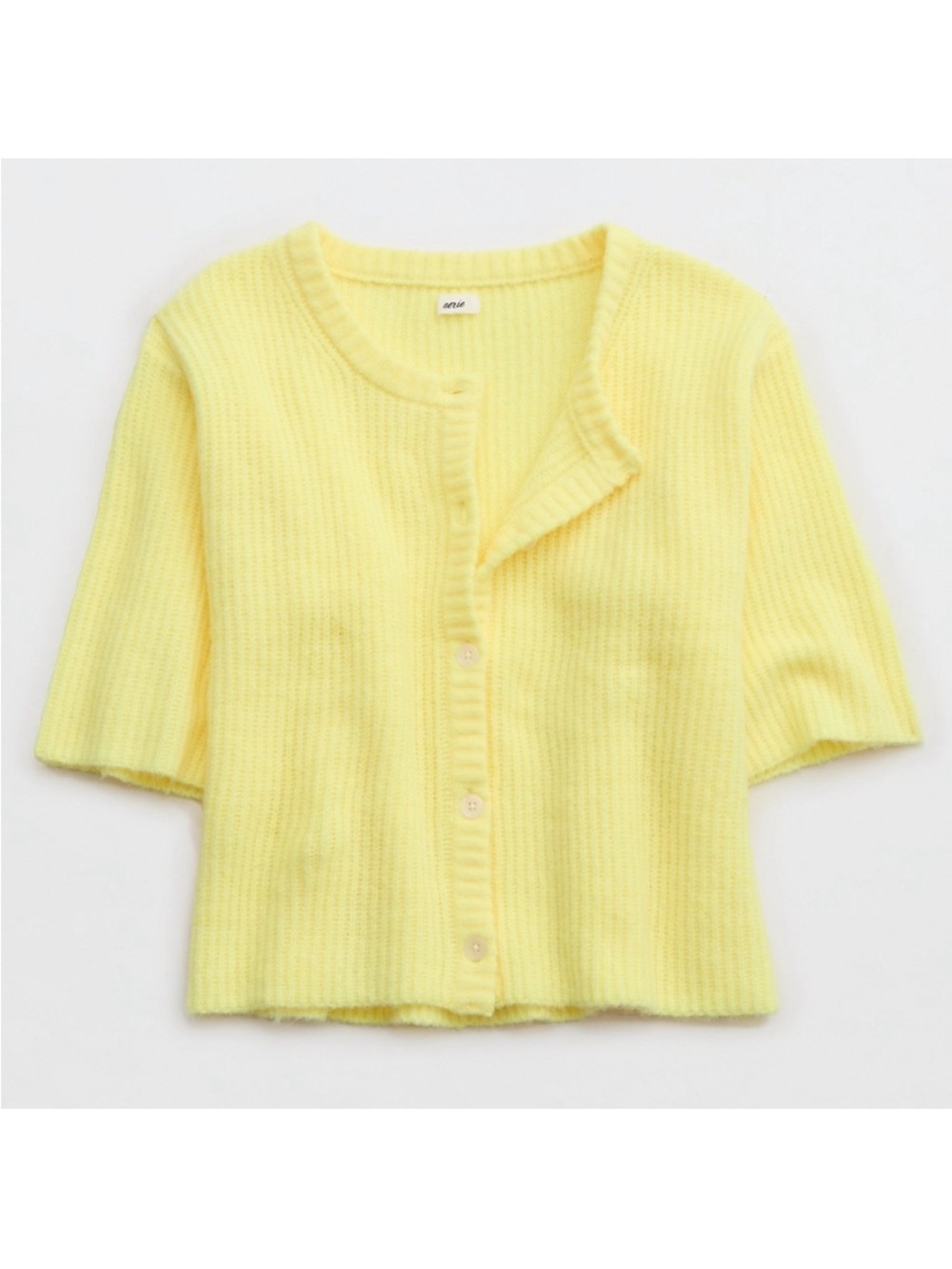 Aerie Yellow Short Sleeve Button Cardigan - Picture 4 of 8